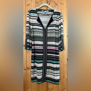 Diane Von Furstenberg Black and Green dress size 12,  3/4 length sleeve.